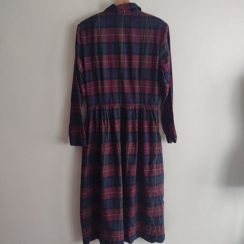 Talbots Vintage Plaid Button Front Dress S/M Flannel Midi Shirtdress - Picture 9 of 11